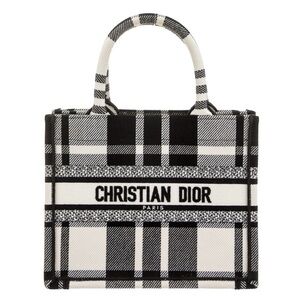 Christian Dior black and white plaid small book tote Excellent condition!